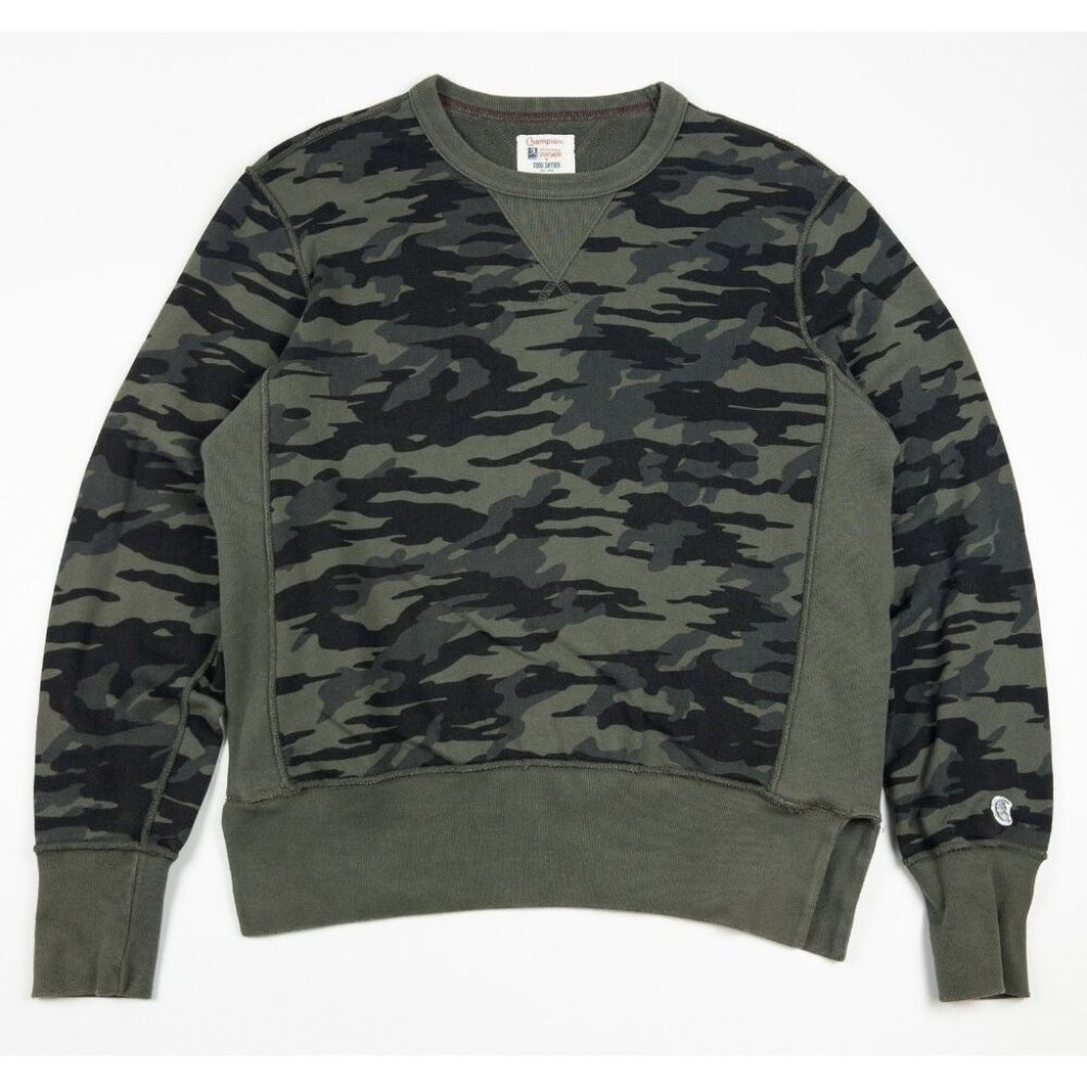 Todd Snyder x Champion Camo Sweatshirt Men's Small Crewneck V Long Sleeve